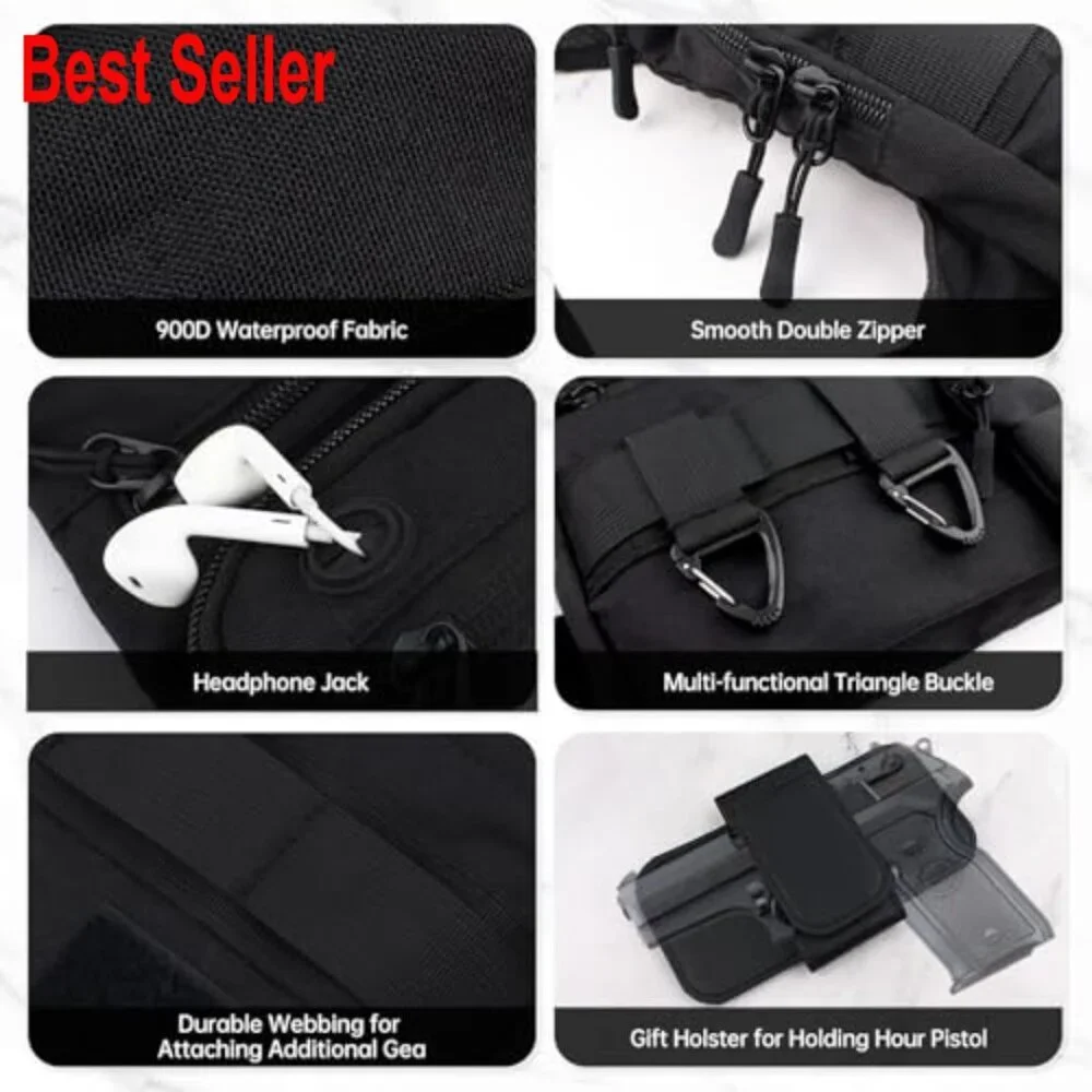 Nylon Tactical Chest Bag Large Capacity Water Resistant